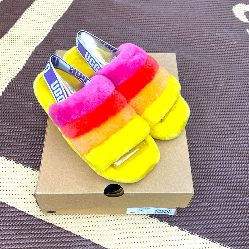 Ugh fluff yeah slide, size 5, yellow, pink, orange